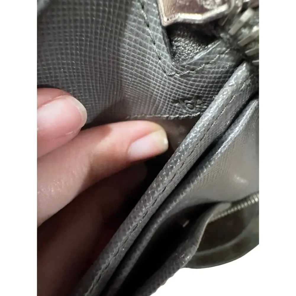 Auth Prada Grey Saffiano Leather Double Zip Travel Organizer Wallet Large - Picture 16 of 16